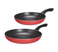 KINVARA Set de 2 Poêles en Aluminium Rouge et Noir