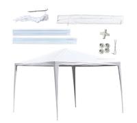 Kinzo Barnum 3x3 Mètres - Chapiteau et Pavillon Imperméable pour Jardin ou Terrasse - Tente de Réception avec Piquets et Haubans - Hauteur de Faîte 2,5M - Plastique - Blanc