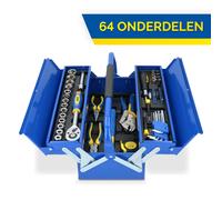 Kinzo Coffret d'Outils - Boîte Métallique - 64 Pièces - Acier CR-V - Bleu
