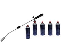 Kinzo Désherbeur thermique avec allumage + Lot de 5 bouteilles de gaz sous pression CW3000 Brûleur de mauvaises herbes Ver tilger