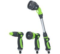 Kinzo Ensemble de Pulvérisation 3 pièces - Pistolet arrosage, Pistolet Tuyau Arrosage et Tête Extensible 15' - 8 Positions de Jet d'eau - Arrosage Jardin - Vert/Noir