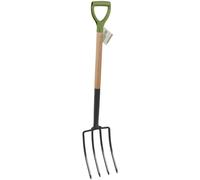 Kinzo Fourche à Foin à 4 Dents - Outil de Jardin avec Manche en Bois - Fourche à fumier pour Potager et Compost - Fourche Robuste pour Creuser, aérer et desserrer