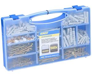 Kinzo Jeu de vis, chevilles et clous - 560 pièces - Galvanisé - Dans un coffret de rangement