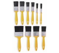 Kinzo Set de pinceaux - Lot de 10 pinceaux à plat - Tailles de petites à grandes - Poils synthétiques - Jaune
