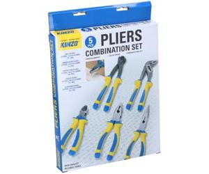 KINZO - Lot de 5 pinces de bricolage (Pince coupante, universelle, fine, tenaille et multi-prises) - Réf. 871125226568