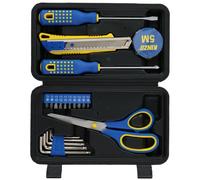Kinzo Mallette d'Outils 21 Pièces - 2x Tournevis, Ciseaux, Couteau, Clés Allen, Ruban adhésif