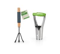 KINZO Pack Plantation & Sol - Plantoir à Bulbes Automatique BMI + Griffe de Jardin 3 Dents Manche Mousse Soft Grip