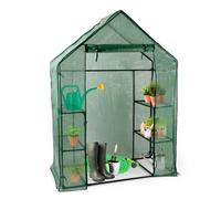 Kinzo Serre de Jardin 143 x 73 x 195 cm Mini Serre avec 6 Étagères - Abri de Jardin en Kit - Transparent et Vert