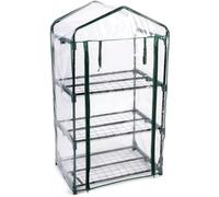 Kinzo Serre en plastique avec 3 étagères 69 x 49 x 125cm Transparent avec accents verts