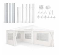 Pavillon Kinzo 3 x 6 m - Tente de réception pour 70 personnes - Pavillon de jardin avec 6 parois latérales et une hauteur au faîte de 2,5 m - Tente de réception imperméable et résistante aux UV - Blan
