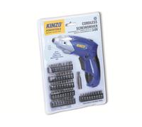 Kinzo Tournevis électrique avec jeu de forets 54 embouts, 3,6 V
