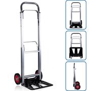 Kinzo Trolley pliable - Aluminium - jusqu'à 90 kilos - pliable - Trolley de transport - déménagement, camping, vacances - Noir/Argent