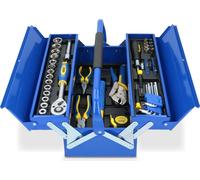 Kinzo Valise à outils - Kit d'outils - Valise métallique - 64 pièces - Acier CR-V - Bleu