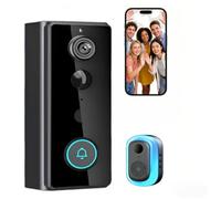 KinZon Sonnette vidéo sans Fil 2K avec Carillon, Batterie 4000 mAh Longue autonomie, caméra 166°, détection de Personne IA + PIR, Vision Nocturne, Audio bidirectionnel, IP65, Wi-FI 2,4 GHz