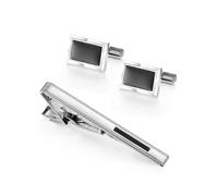 KIOALXZ Ensemble de boutons de manchette et pince à cravate en alliage de | émaillé, assortis à la pince cravate, accessoires de mode pour homme.