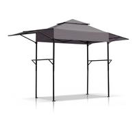 Kiosque barbecue ALIGHTUP - Kiosque pliable - Kiosque de jardin avec double toit, étagères latérales et auvent pour barbecue résistant aux intempéries - 380 x 100 x 240 cm