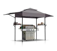 Kiosque barbecue ALIGHTUP - Kiosque pliable - Kiosque de jardin avec double toit, šŠtagššres latšŠrales et auvent pour barbecue ršŠsistant aux intempšŠries - 380 x 100 x 240 cm
