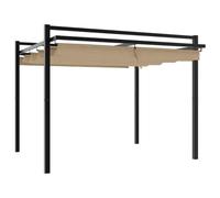 Kiosque de Jardin Aluminium 3x3 avec Toit Rétractable Taupe | Polyester enduit PA hydrofuge, ajustement ombrage, usage repas réception détente