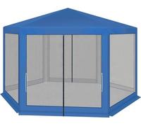 Kiosque de jardin avec toit en forme de parapluie - Bleu - 3,8 x 3,3 m