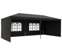 Kiosque de jardin - Tente de réception - 3 x 6 m - 4 parois latérales - 2 fenêtres - Bâche en PE - Gris foncé