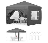 Kiosque de jardin - Tente pliante Pop-Up 3 x 3 m - Imperméable 1 000–1 500 mm - Protection UV UPF 50+ - Réglage en hauteur à 3 niveaux - Avec sac de transport - Gris