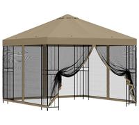 Kiosque de jardin vidaXL avec parois latérales, 3 x 3 m, beige