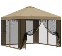Kiosque de jardin vidaXL avec parois latérales, 3 x 3 m, beige