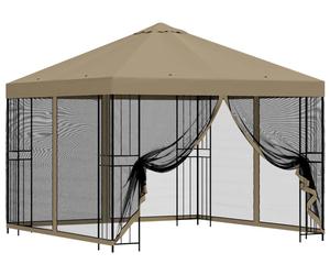 Kiosque de jardin vidaXL avec parois latérales, 3 x 3 m, beige
