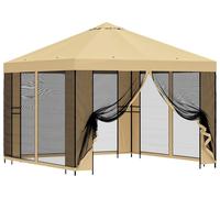 Kiosque de jardin vidaXL avec parois latérales, 3 x 3 m, couleur crème
