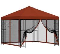 Kiosque de jardin vidaXL avec parois latérales, 3 x 3 m, couleur terre cuite
