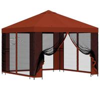 Kiosque de jardin vidaXL avec parois latérales, 3 x 3 m, couleur terre cuite