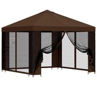 Kiosque de jardin vidaXL avec parois latérales, 3 x 3 m, marron