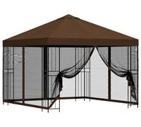 Kiosque de jardin vidaXL avec parois latérales, 3 x 3 m, marron