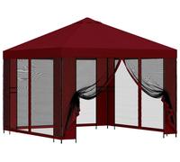 Kiosque de jardin vidaXL avec parois latérales, 3 x 3 m, rouge bordeaux