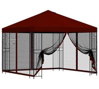 Kiosque de jardin vidaXL avec parois latérales, 3 x 3 m, rouge bordeaux