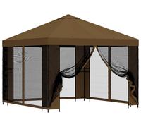 Kiosque de jardin vidaXL avec parois latérales, 3 x 3 m, taupe