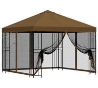 Kiosque de jardin vidaXL avec parois latérales, 3 x 3 m, taupe