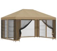 Kiosque de jardin vidaXL avec parois latérales, 4 x 3 m, beige