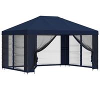 Kiosque de jardin vidaXL avec parois latérales, 4 x 3 m, bleu