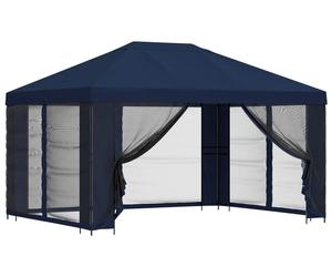 Kiosque de jardin vidaXL avec parois latérales, 4 x 3 m, bleu