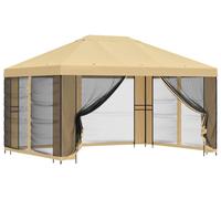 Kiosque de jardin vidaXL avec parois latérales, 4 x 3 m, couleur crème
