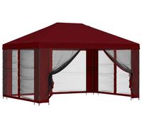 Kiosque de jardin vidaXL avec parois latérales, 4 x 3 m, rouge bordeaux