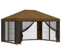 Kiosque de jardin vidaXL avec parois latérales, 4 x 3 m, taupe