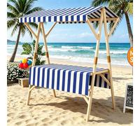 Kiosque de Marché, Stand de Marché en Bois Pliable avec Auvent, Chariot Vendeur Portable pour Événements Extérieurs, Marchés & Cuisine de Rue(Blue,L 120cm/47.2in)