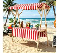 Kiosque de Marché, Stand de Marché en Bois Pliable avec Auvent, Chariot Vendeur Portable pour Événements Extérieurs, Marchés & Cuisine de Rue(Red,L 120cm/47.2in)