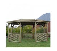Kiosque Pavilion octogonal - SOLID - En bois de pin traité - 445,8x340,9cm - Marron