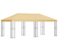 Kiosque vidaXL avec parois latérales 6 x 3 m, couleur crème, polyester et acier 190