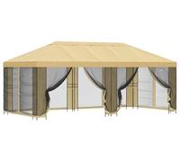 Kiosque vidaXL avec parois latérales 6 x 3 m, couleur crème, polyester et acier 190