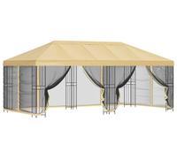 Kiosque vidaXL avec parois latérales 6 x 3 m, couleur crème, polyester et acier 190