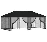 Kiosque vidaXL avec parois latérales, 6 x 3 m, noir, polyester et acier